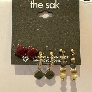 The Sak Burgundy and Blue Earring Set